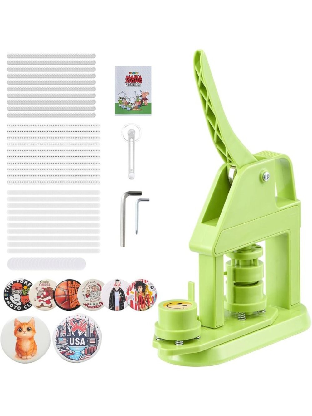 DIY Button Maker Machine - 1in Pin Press with 500 Parts, Circle Cutter